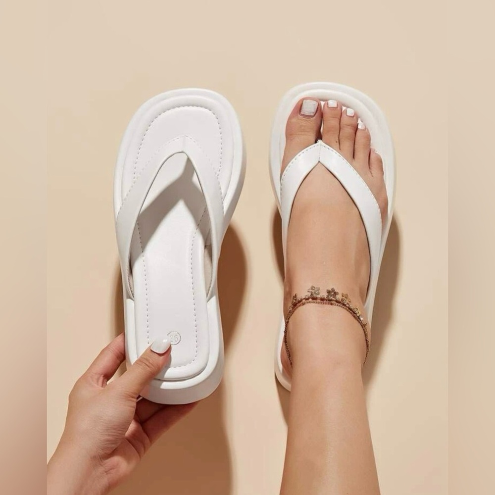 NWOT Platform Wedged Flip Flops